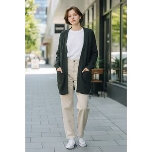 GAP Longline Shawl Collar Cardigan Sweater True Black Size L‎